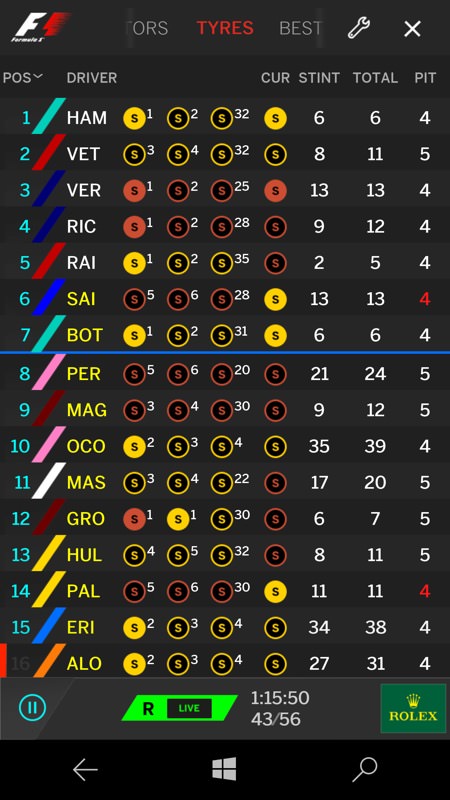 Screenshot, Formula 1 UWP