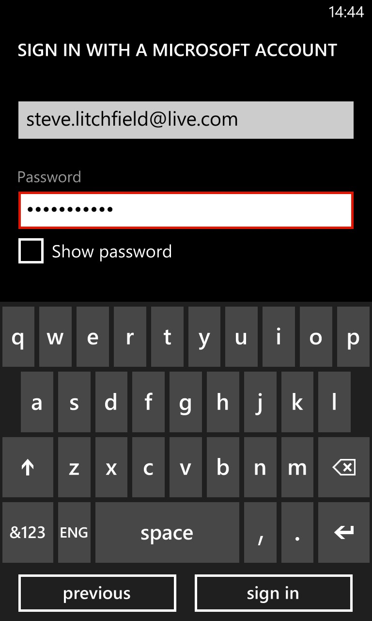 Screenshot, Windows Phone 8 GDR2 walkthrough