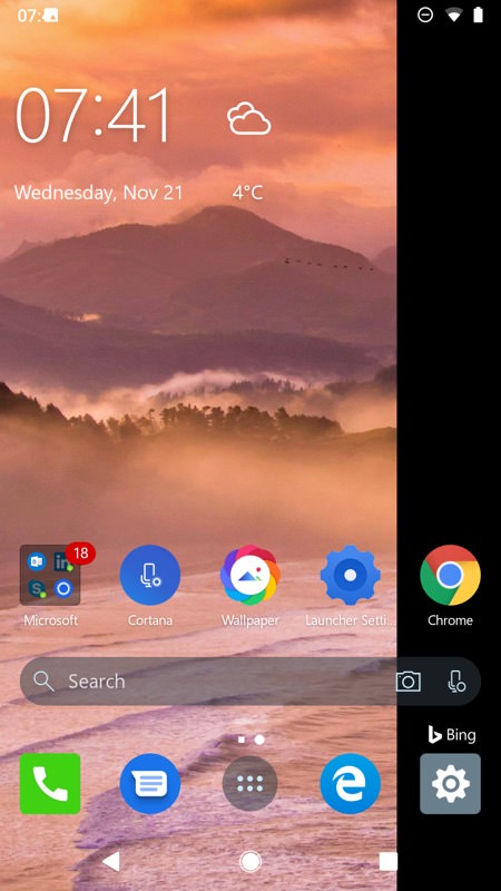 Screenshot, Microsoft Launcher 5 on Android