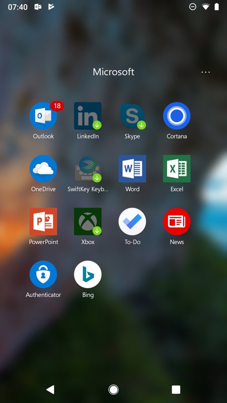 Screenshot, Microsoft Launcher 5 on Android