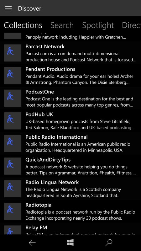 Screenshot, podcatchers