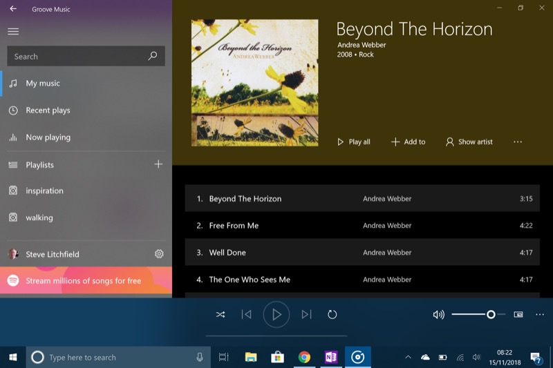 groove music player for windows phone